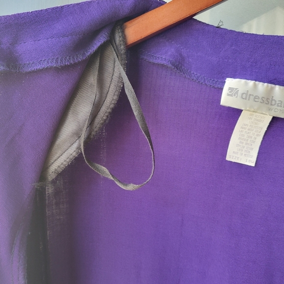 Dressbarn Woman Size 18W Purple/Glitter Open Blazer Shoulder Pads Long Sleeve - Picture 9 of 11